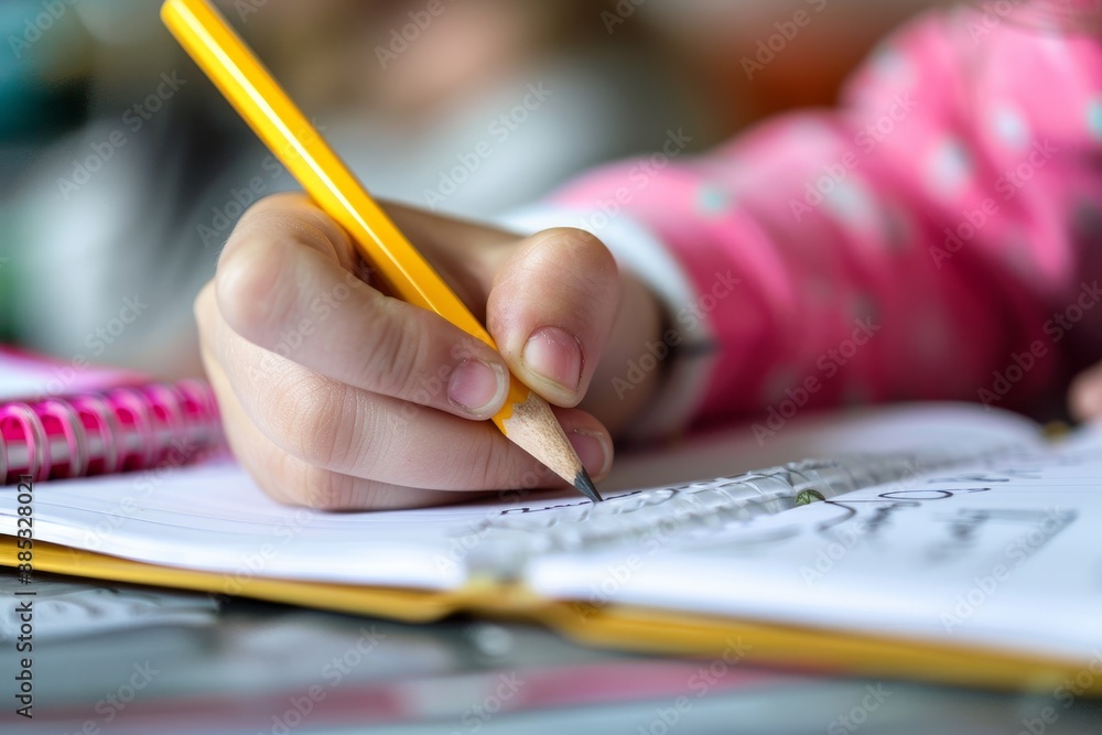 Preschool, elementary or kindergarten child studying and learning how to write alphabet in book. Drawing, writing, and coloring in book for home school, education, and knowledge. Preschool, elementary or kindergarten child studying and learning how to write alphabet in book. Drawing, writing, and coloring in book for home school, education, and knowledge.
