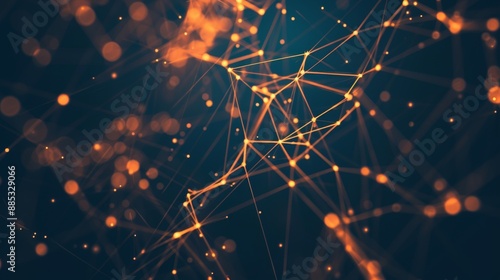 A dark background accentuating the glow of interconnected lines and dots representing a high-tech network AI generated illustration