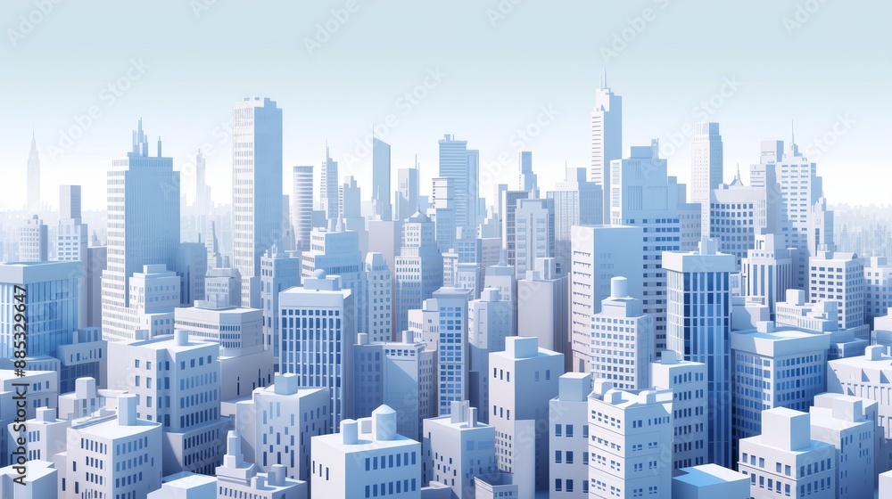 Fototapeta premium A detailed 3D illustration of a bustling city skyline AI generated illustration