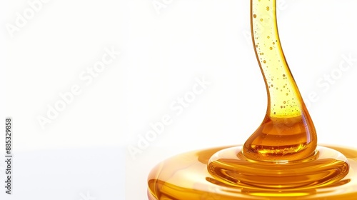 A detailed depiction of a honey drop against a white background AI generated illustration