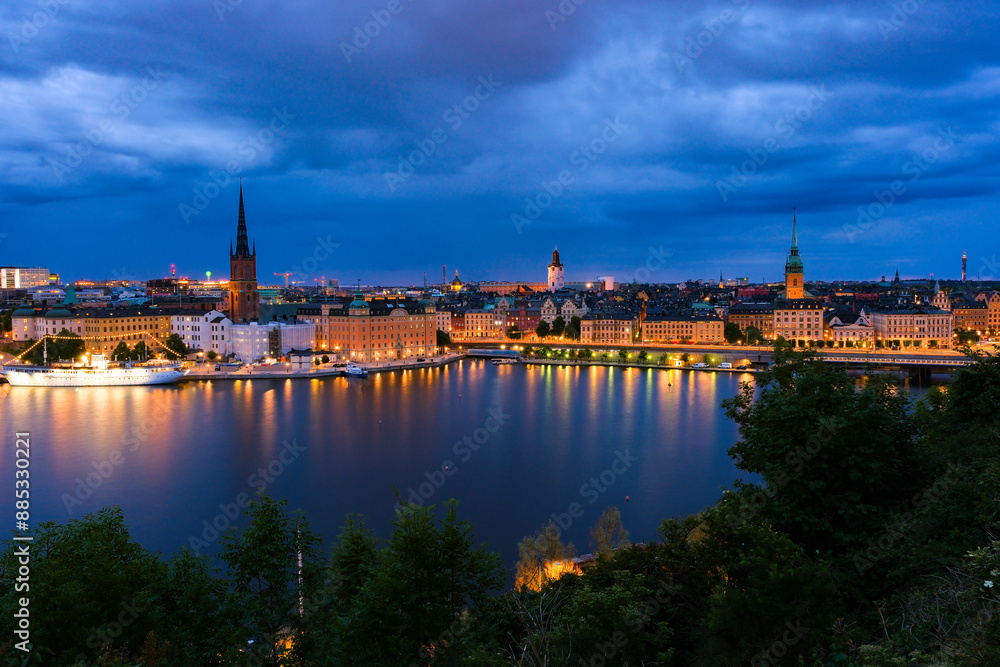 Fototapeta premium スウェーデン ストックホルムの夜景