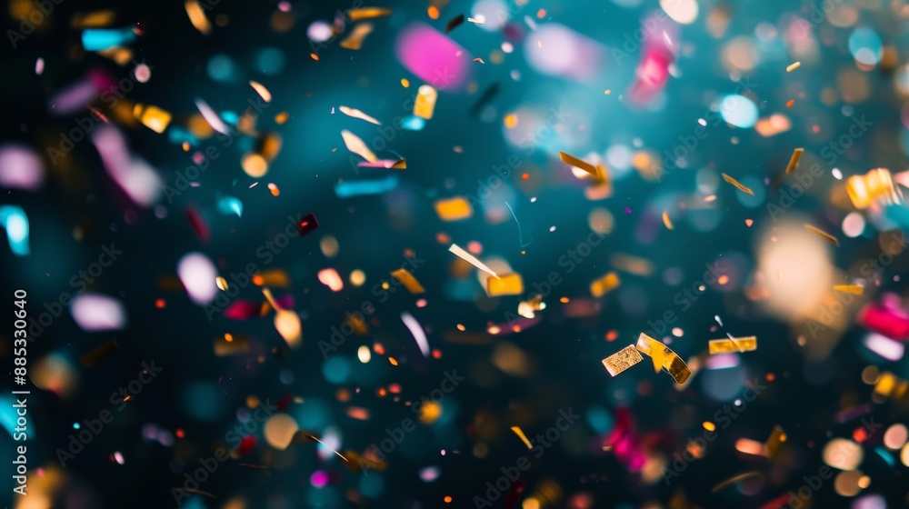 A dramatic macro close-up of a single confetti piece falling AI generated illustration A dramatic macro close-up of a single confetti piece falling AI generated illustration