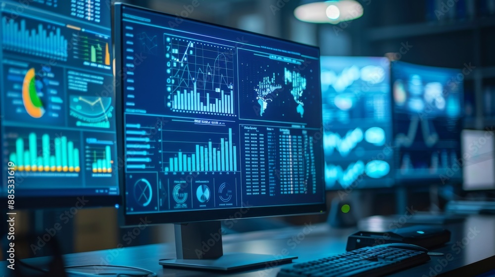 Financial Data Analysis on Computer Screen. Financial Data Analysis on Computer Screen.