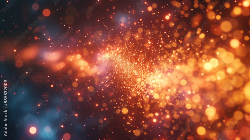 Fototapeta premium A fiery 3D galaxy of floating particles AI generated illustration