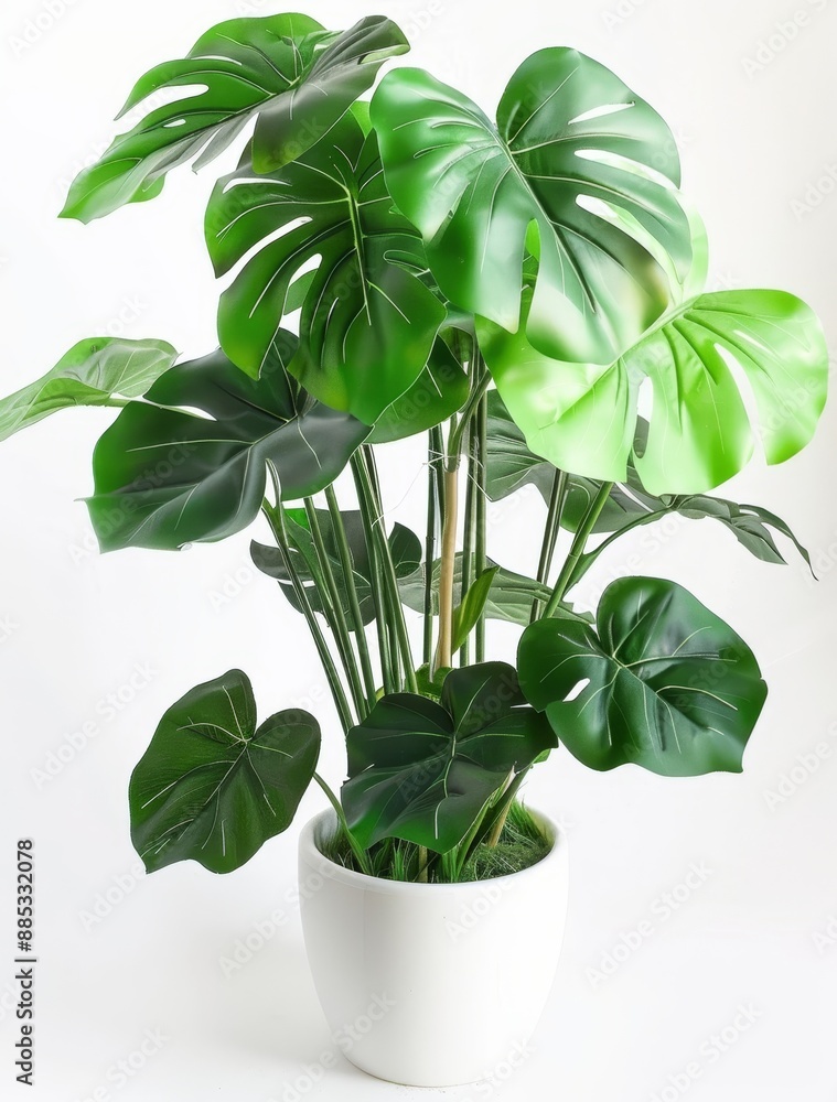 Illustration of a potted monstera plant, isolated on a white background Illustration of a potted monstera plant, isolated on a white background