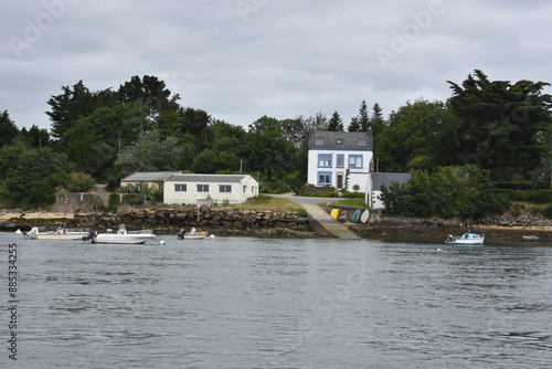 Small port, Ria d''Etel, Golf Of Morbihan, Beauty of Brittany,  France