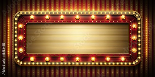 Obraz na płótnie Vintage movie marquee with light bulbs and retro design, retro, cinema, theater, sign, illuminated, old-fashioned w salonie