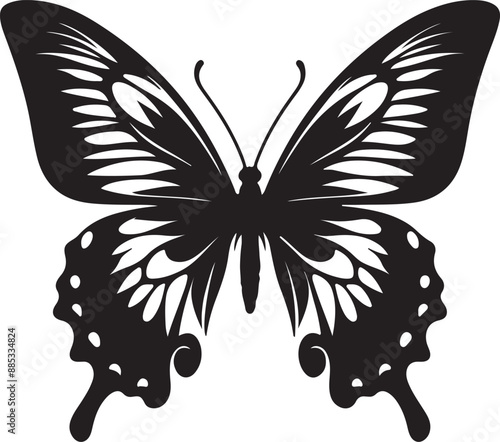 Create a butterfly silhouette black color