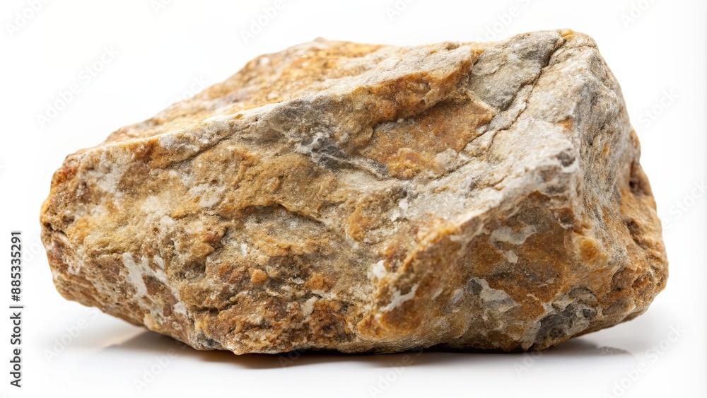 A close-up photo of a textured stone rock isolated on a white background, perfect for nature-themed designs , stone, rock A close-up photo of a textured stone rock isolated on a white background, perfect for nature-themed designs , stone, rock