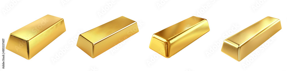 Four shiny gold bars in a row, representing wealth, investment, and financial security. Ideal for finance and investment imagery. Four shiny gold bars in a row, representing wealth, investment, and financial security. Ideal for finance and investment imagery.