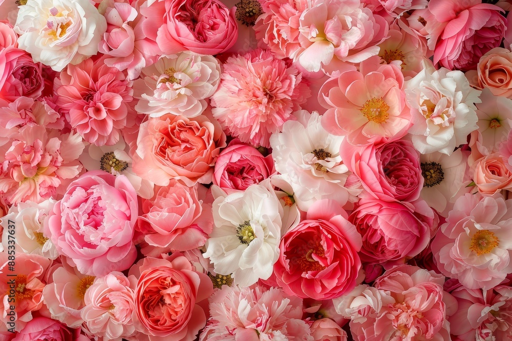 Beautiful blooming festive roses and pink summer flowers with a soft pastel background, a bouquet of floral cards with an elegant style. Beautiful blooming festive roses and pink summer flowers with a soft pastel background, a bouquet of floral cards with an elegant style.