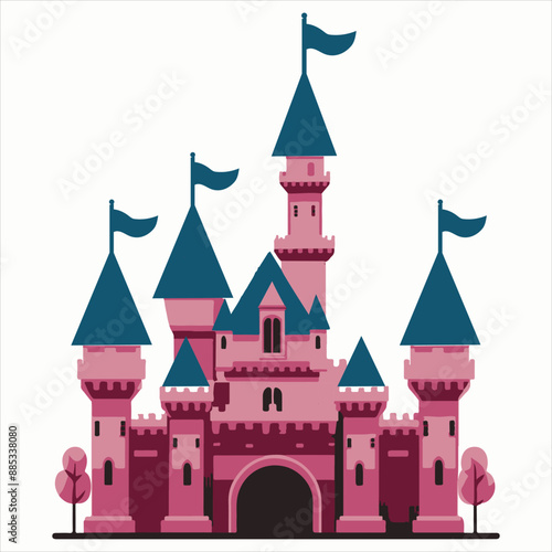 Medieval fairytale castle cartoon vector illustration design