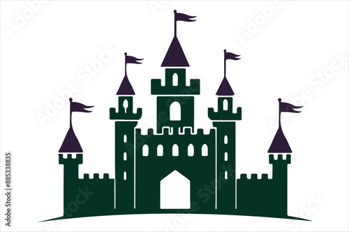 Vector silhouette sand castle black color logo
