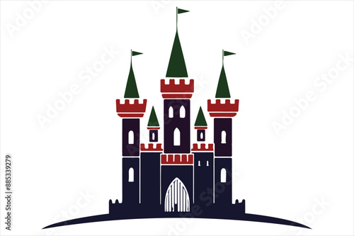 Vector silhouette sand castle black color logo