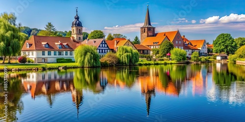 Scenic view of Eckwarderh?rne in Budjadingen Wesermarsch, Germany, landscape, river, nature, peaceful, tranquil, coastline photo