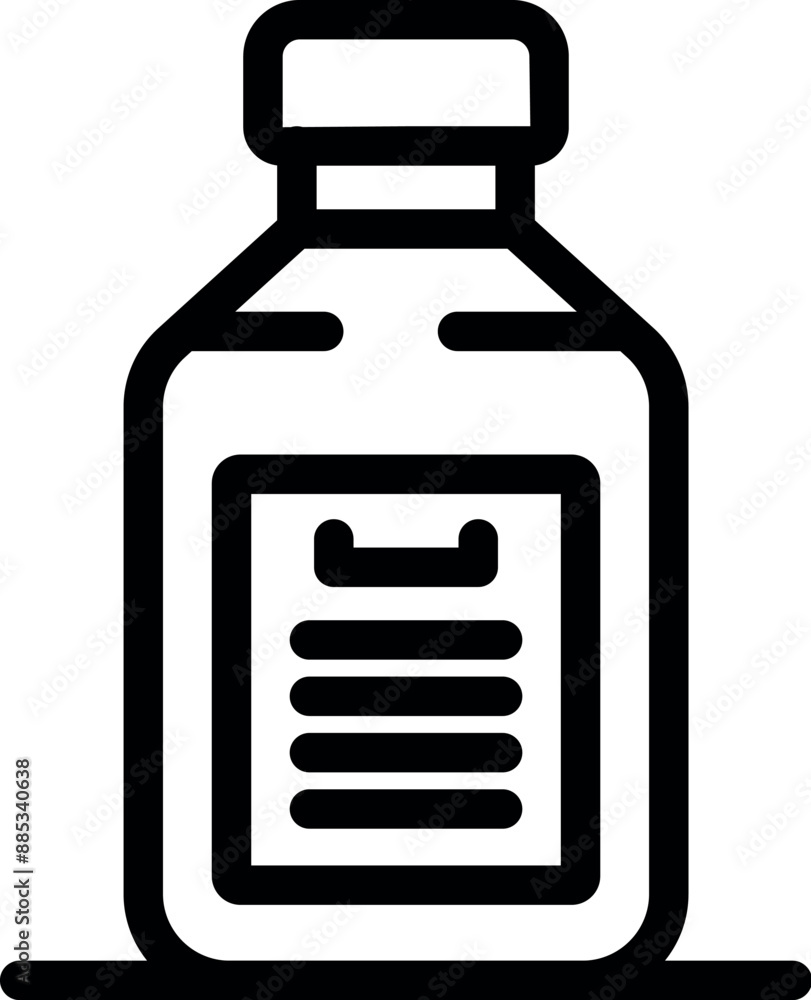 Simple medical bottle is standing on a surface with a blank prescription label
