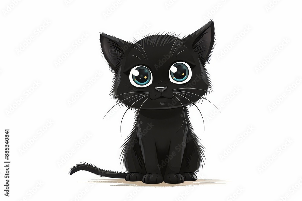 Drawing style of a cute black cat. Superstition concept for Halloween. This image is a stock, digitally enhanced version. Drawing style of a cute black cat. Superstition concept for Halloween. This image is a stock, digitally enhanced version.