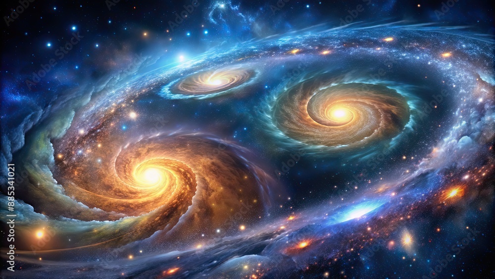 Dynamic galactic swirls and colorful star fields in mesmerizing astrophotography, galaxy, stars, cosmos, astronomical Dynamic galactic swirls and colorful star fields in mesmerizing astrophotography, galaxy, stars, cosmos, astronomical