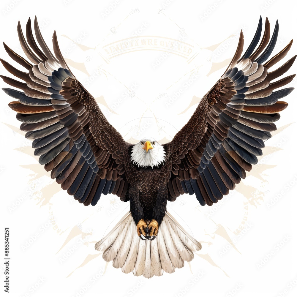 Fototapeta premium A transparent background is used in this AI clip art of a bald eagle flying