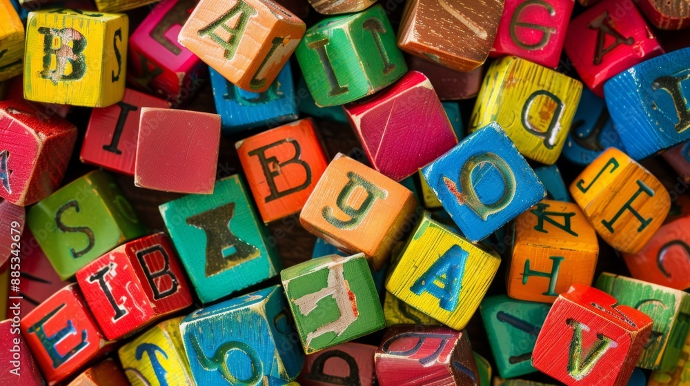 Colorful Wooden Alphabet Blocks Close Up. Colorful Wooden Alphabet Blocks Close Up.