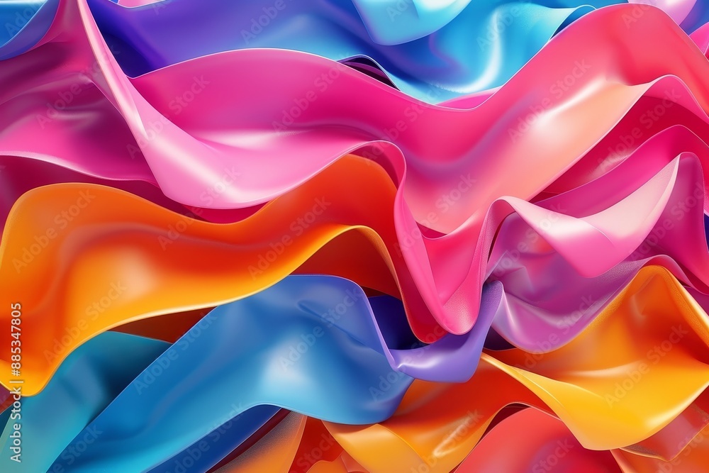 Obraz premium Pattern of wavy ribbons generated by digital means
