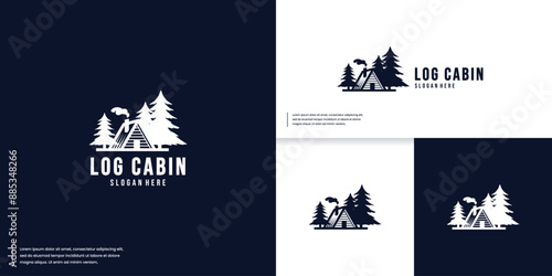 vintage cabin logo, hunter house, outdoor explorer, logo design template.