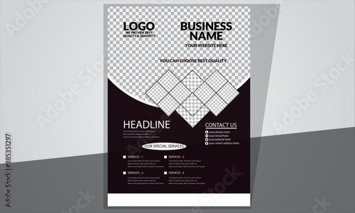 Best Clean Voucher Flyer Design Template with abstract & Geometric shapes in two colors for the company, restaurant & similar brand with best quality Who wants to grow his business for his company?  