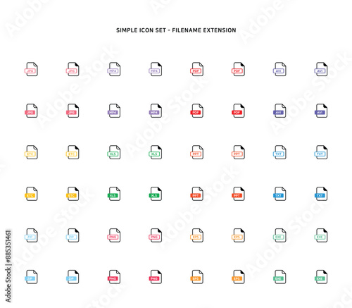 Collection of document type icon according to file extension
