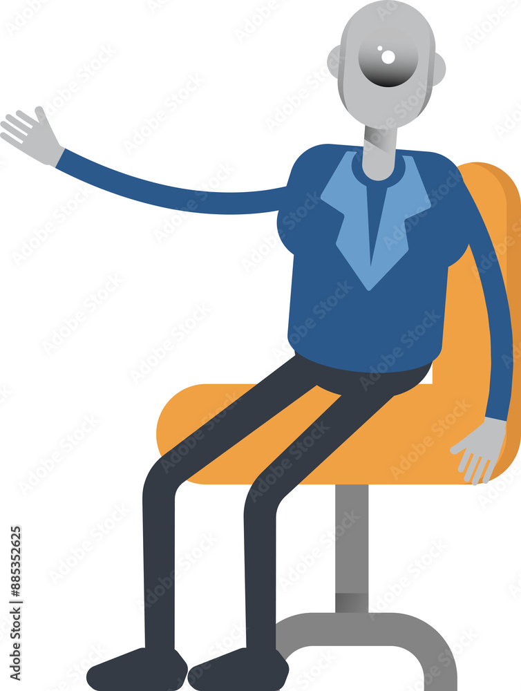 Robot Employee Character Sitting on Office Chair
Robot Employee Character Sitting on Office Chair