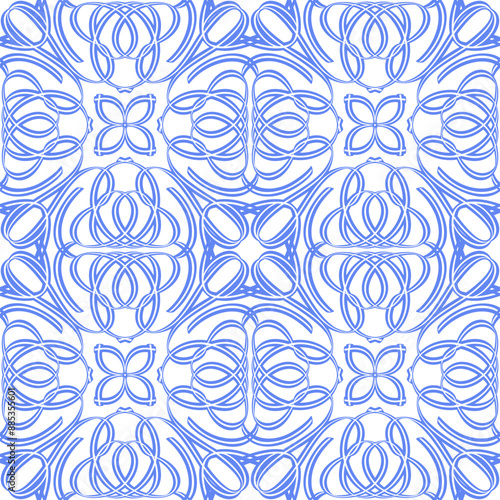 Монохромный  seamless pattern with arabesques  in a retro style. Vector illustration
