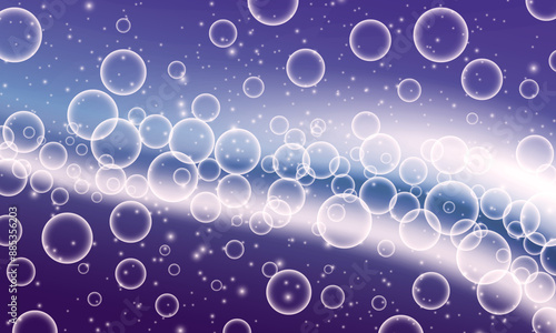 Purple soap circle bubbles. water nature soft light background.