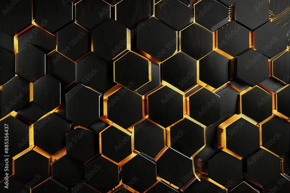 Luxury Hexagonal Abstract Black Metal Background - Industrial Aesthetic Luxury Hexagonal Abstract Black Metal Background - Industrial Aesthetic