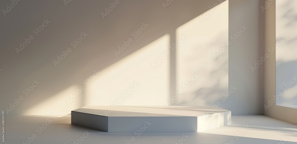 3D rendering of white background and blank space corner wall with abstract minimal modern design display on interior stage platform pedestal podium scene backdrop with studio showcase. 3D rendering of white background and blank space corner wall with abstract minimal modern design display on interior stage platform pedestal podium scene backdrop with studio showcase.