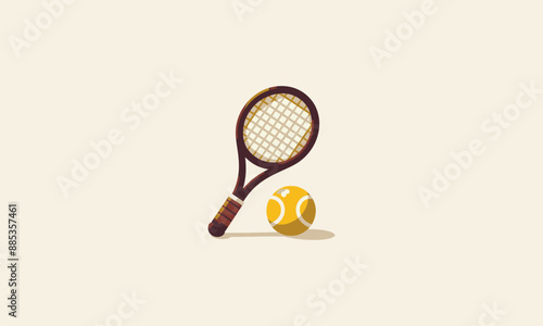 tennis racket and ball vector illustration flat design