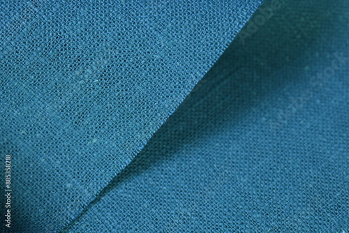 blue green hemp viscose natural fabric cloth color, sackcloth rough texture of textile fashion abstract background