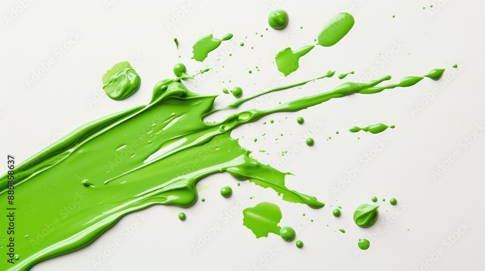 Green nail polish spill on white background for cosmetic photo shoot Green nail polish spill on white background for cosmetic photo shoot
