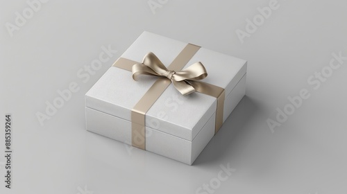 Gray gift box for jewelry isolated mockup