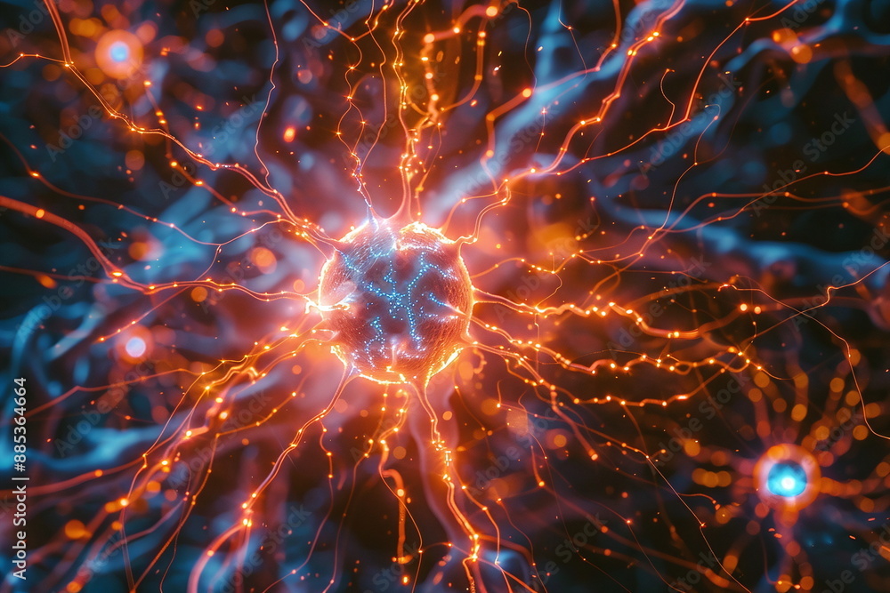 Fototapeta premium The Intricate Beauty of a Detailed and Colorful Fictional Electrical Spark Generated by AI
