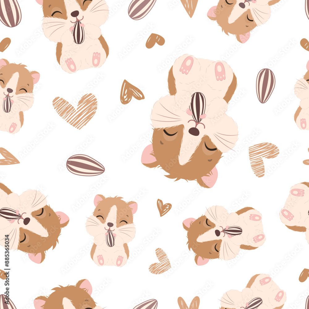 Obraz premium Cute baby animals seamless pattern