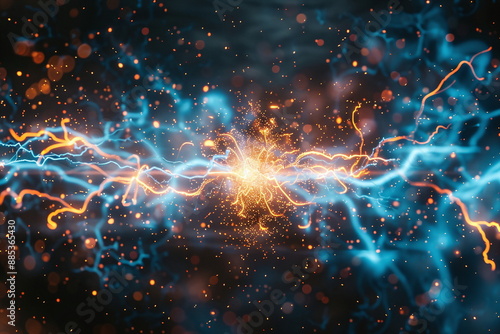 The Intricate Beauty of a Detailed and Colorful Fictional Electrical Spark Generated by AI © Rodrigo