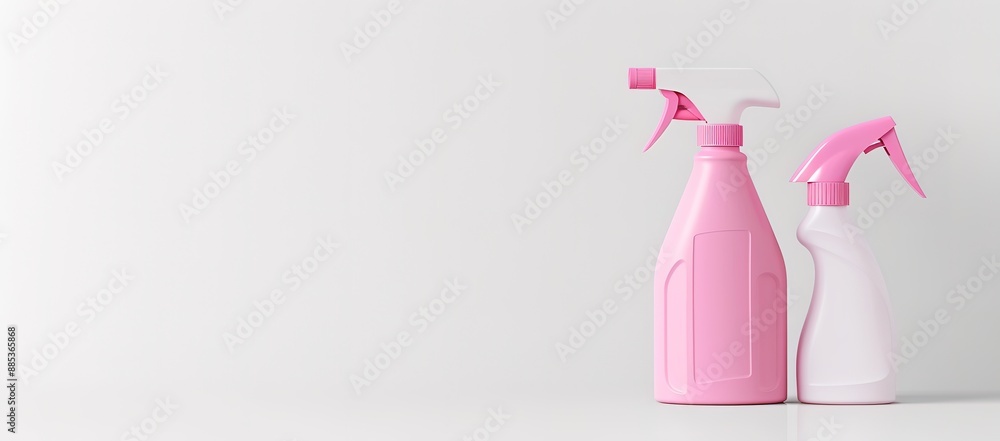two pink spray bottles on a white background two pink spray bottles on a white background