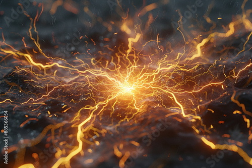 The Intricate Beauty of a Detailed and Colorful Fictional Electrical Spark Generated by AI