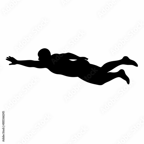 A man Swimming pose vector silhouette, isolated white background (13)