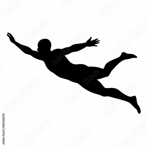 A man Swimming pose vector silhouette, isolated white background (11)