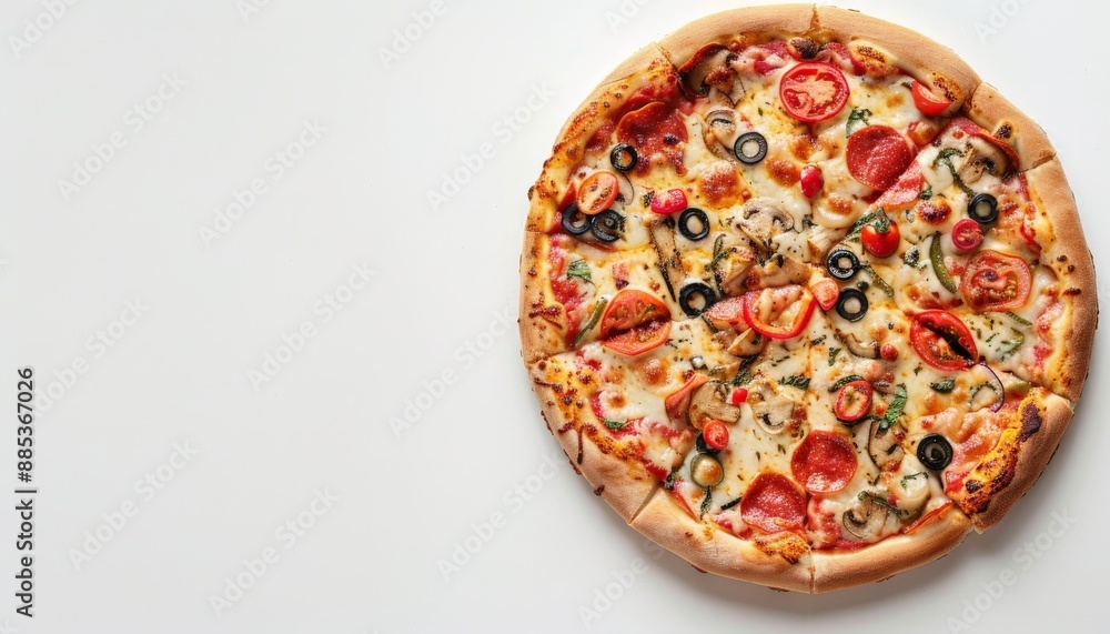 Scrumptious pizza pie with an assortment of toppings Scrumptious pizza pie with an assortment of toppings