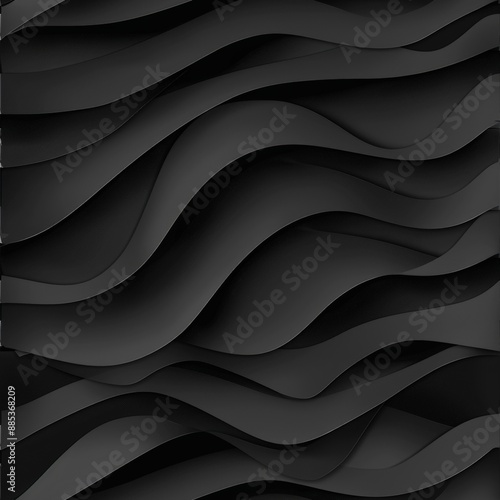 Seamless black waves pattern background