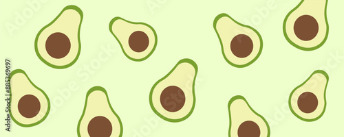 Avocado background banner. Flat style. Vector illustration.