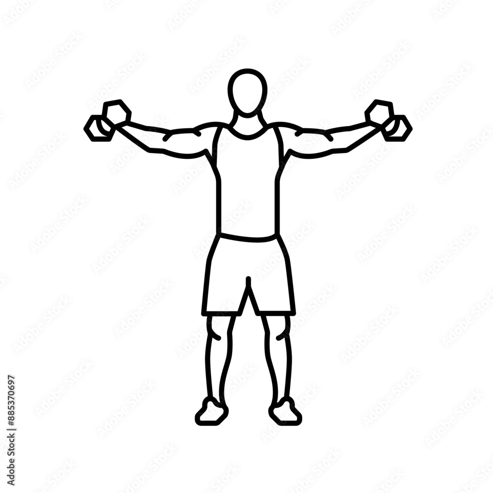 Lateral Raises line icon. Vector isolated element. Lateral Raises line icon. Vector isolated element.