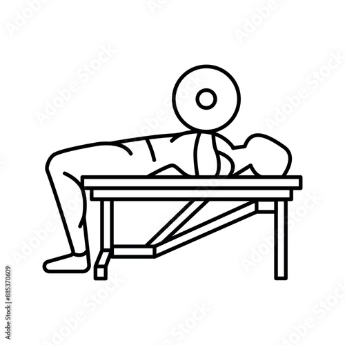 Barbell Bench press line icon. Vector isolated element.