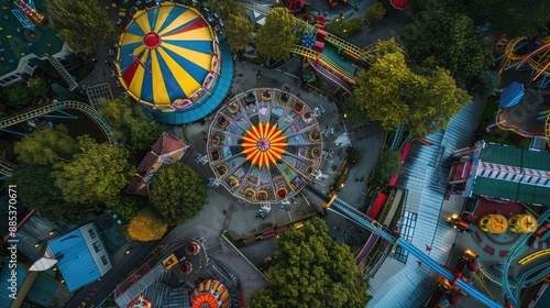 Aerial perspective of an amusement park